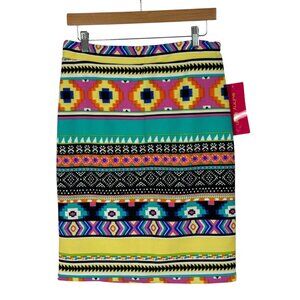 Sunny Leigh Womens Multicolor Aztec Print Skirt Size S